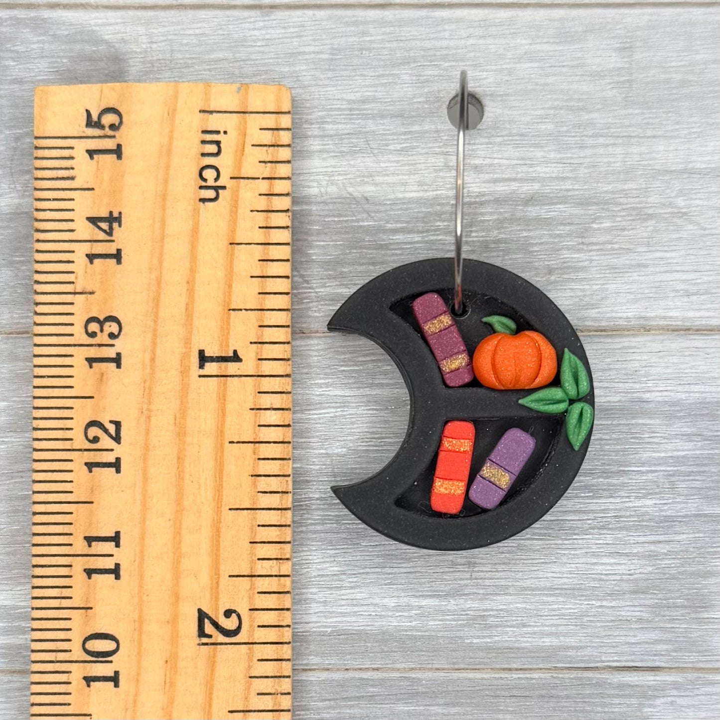 Autumn Moon Bookshelf Hoop Dangles