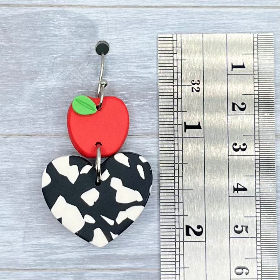 Composition Hearts & Apples Polymer Clay Dangles