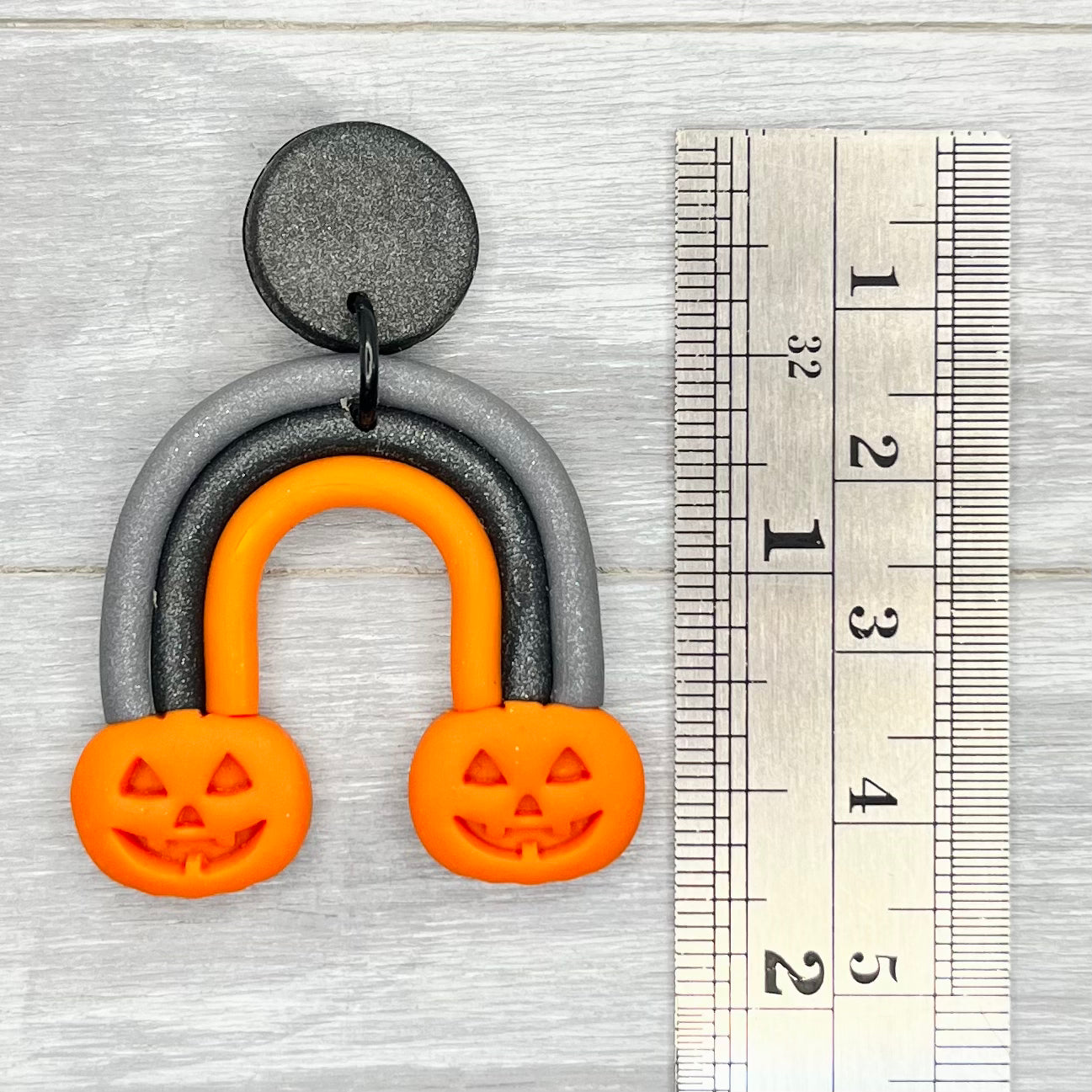 Jack-o-lantern Rainbow Polymer Clay Stud Dangles