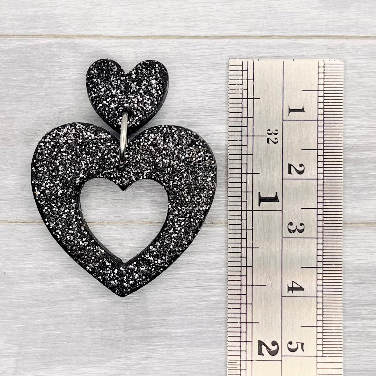 Black Hearts Polymer Clay Stud Dangles