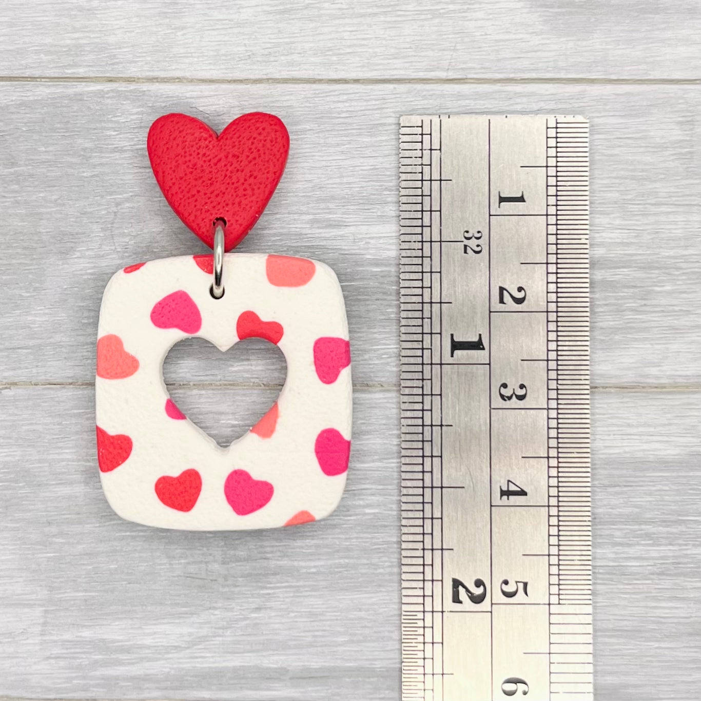 Square Tiny Hearts Polymer Clay Stud Dangles