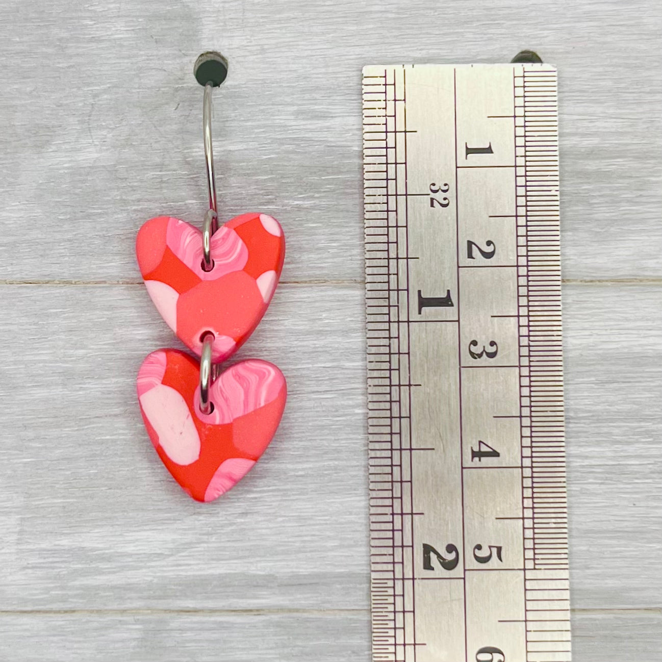 Valentine Heart Duo Polymer Clay Dangles