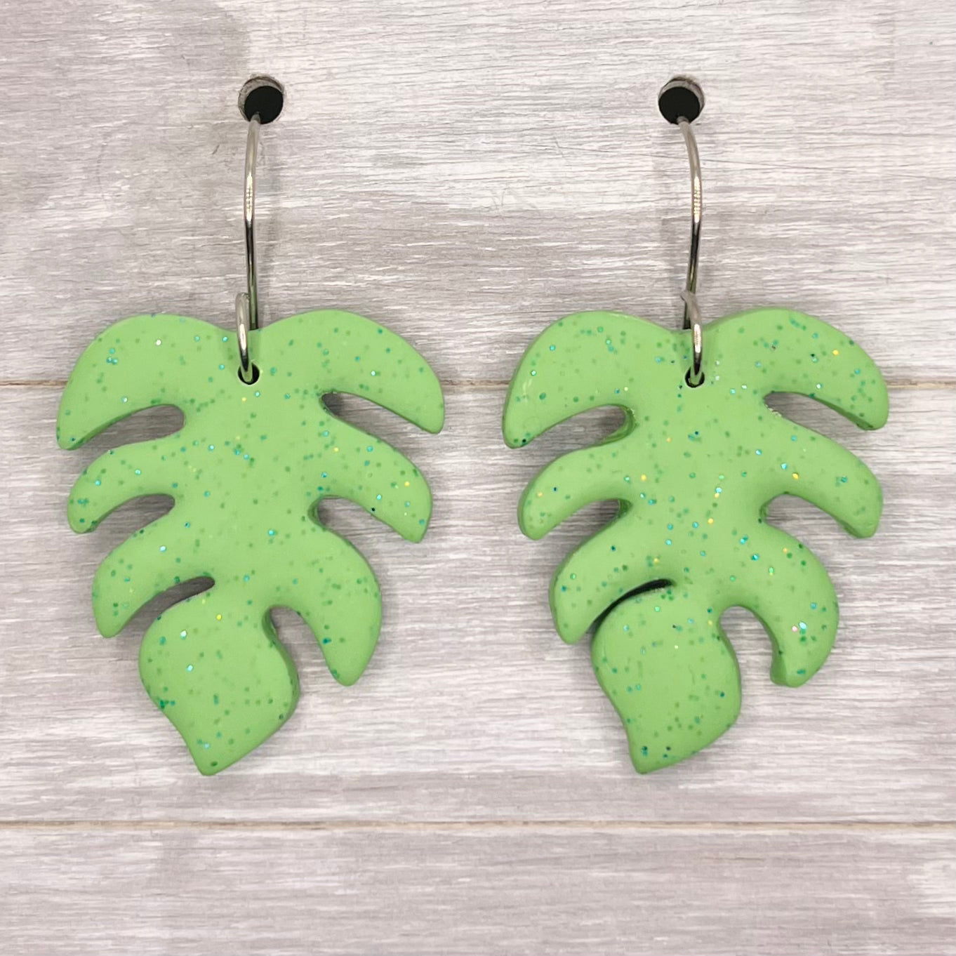 Monstera Leaf Clay Dangles