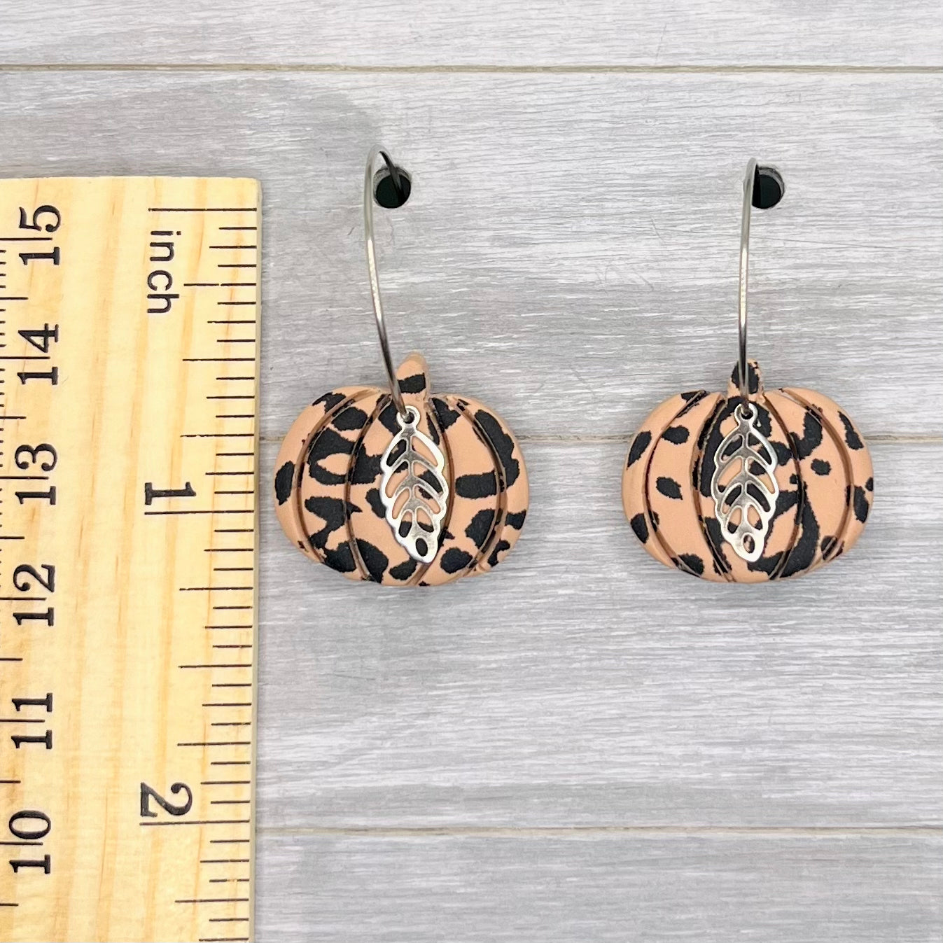 Leopard Print Pumpkin Hoop Dangles
