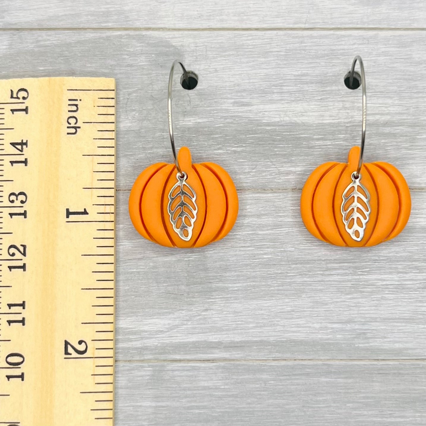Orange Pumpkin Hoop Dangles