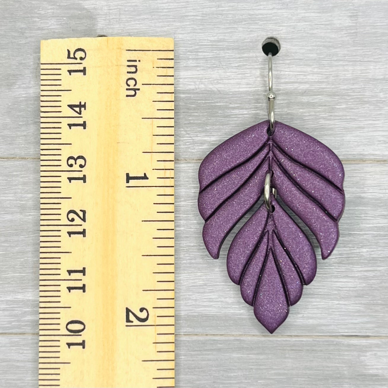 Plum Fall Feather Clay Dangles