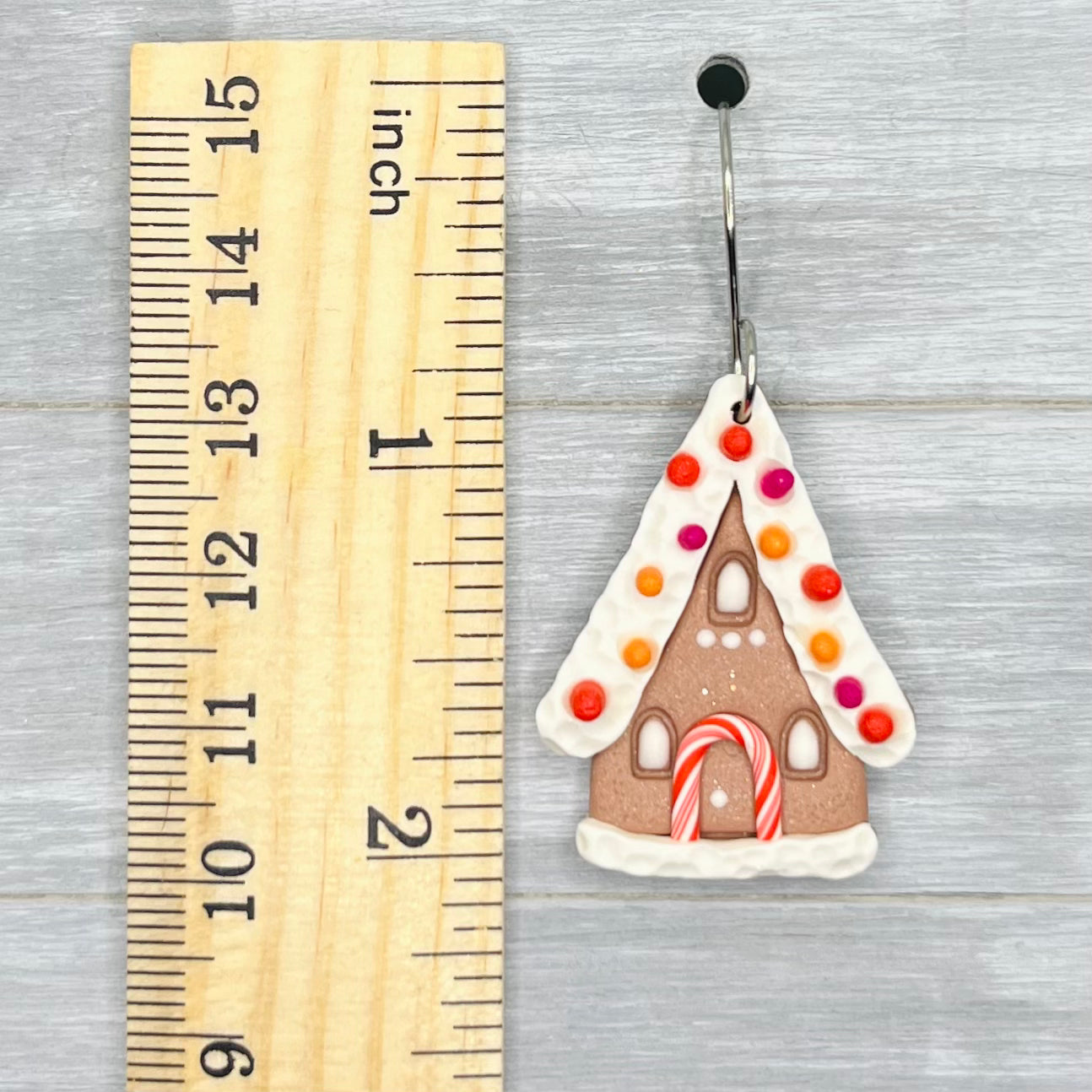Frosted Gingerbread House Clay Dangles