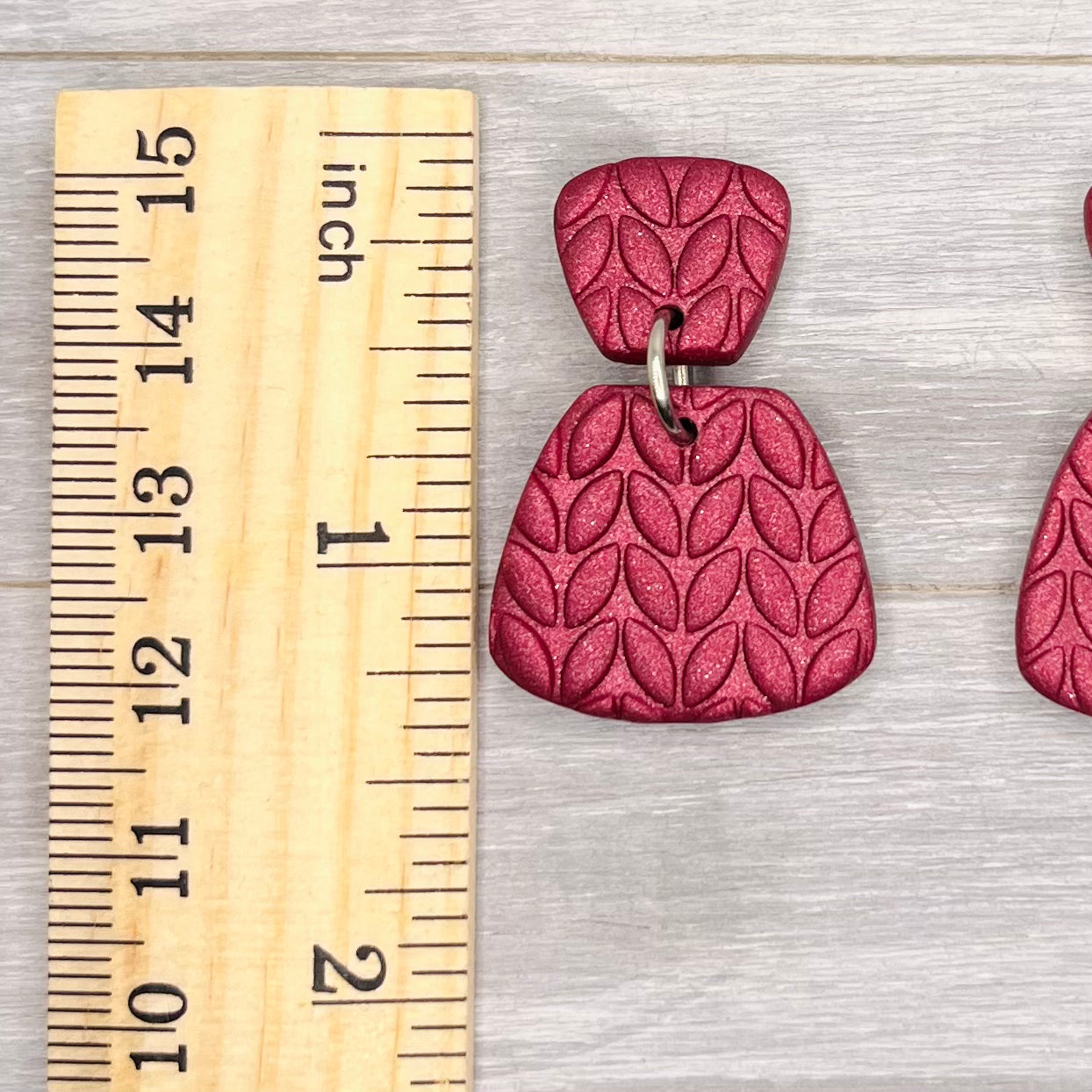 Cranberry Winter Sweater Texture Clay Dangles