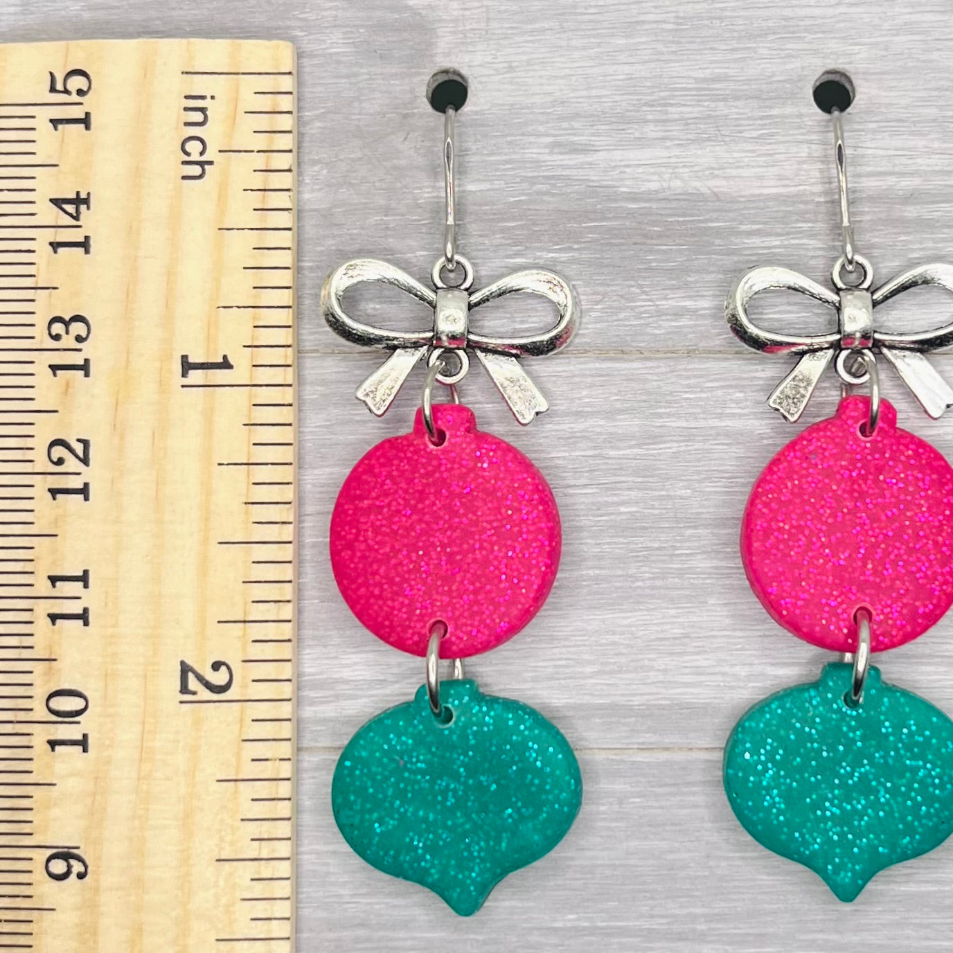 Jewel Tone Ornament Bow Dangles