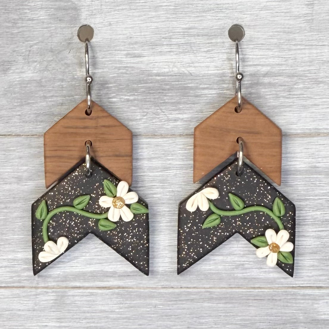 Floral Chevron Dangles