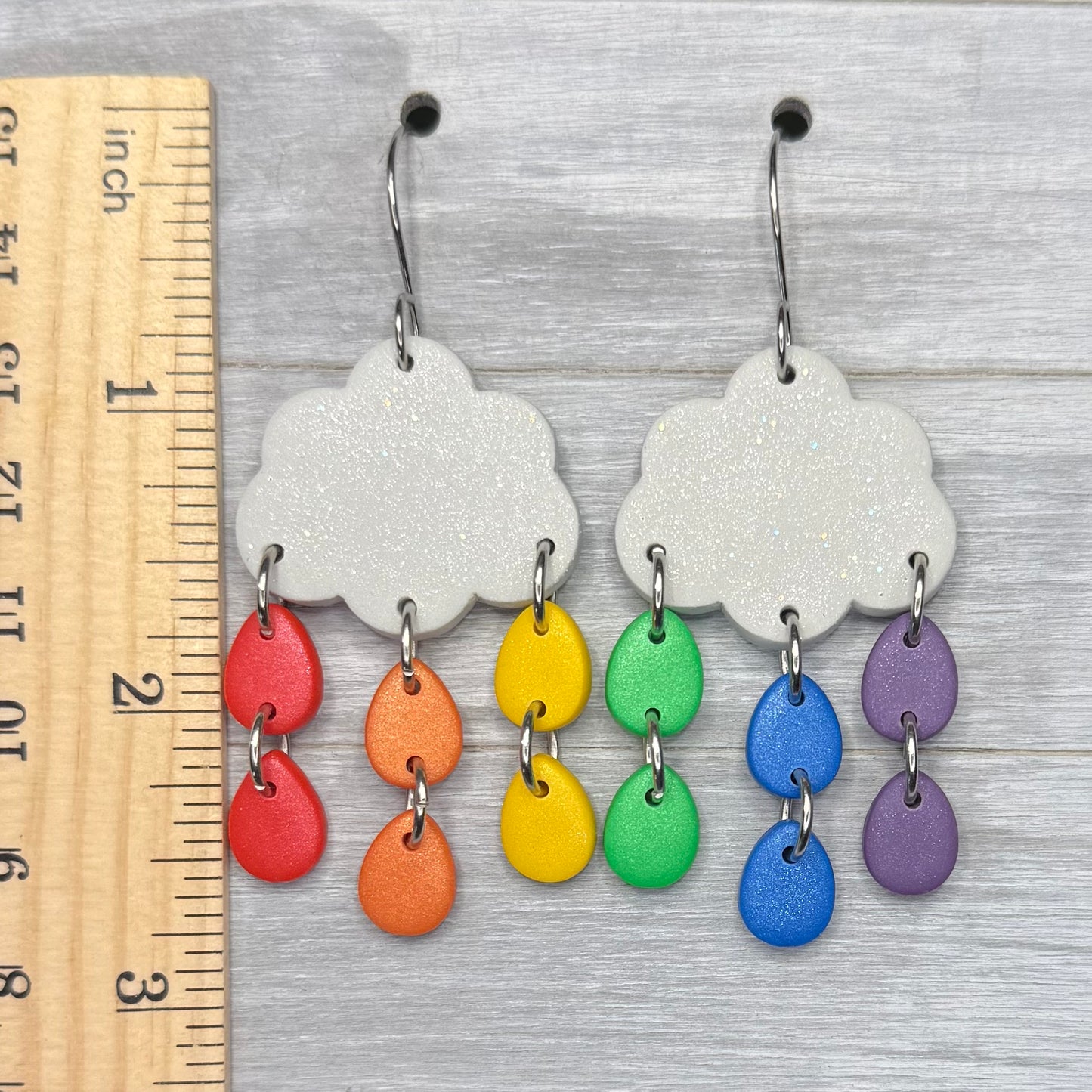 Rainbow Raindrop Cloud Dangles