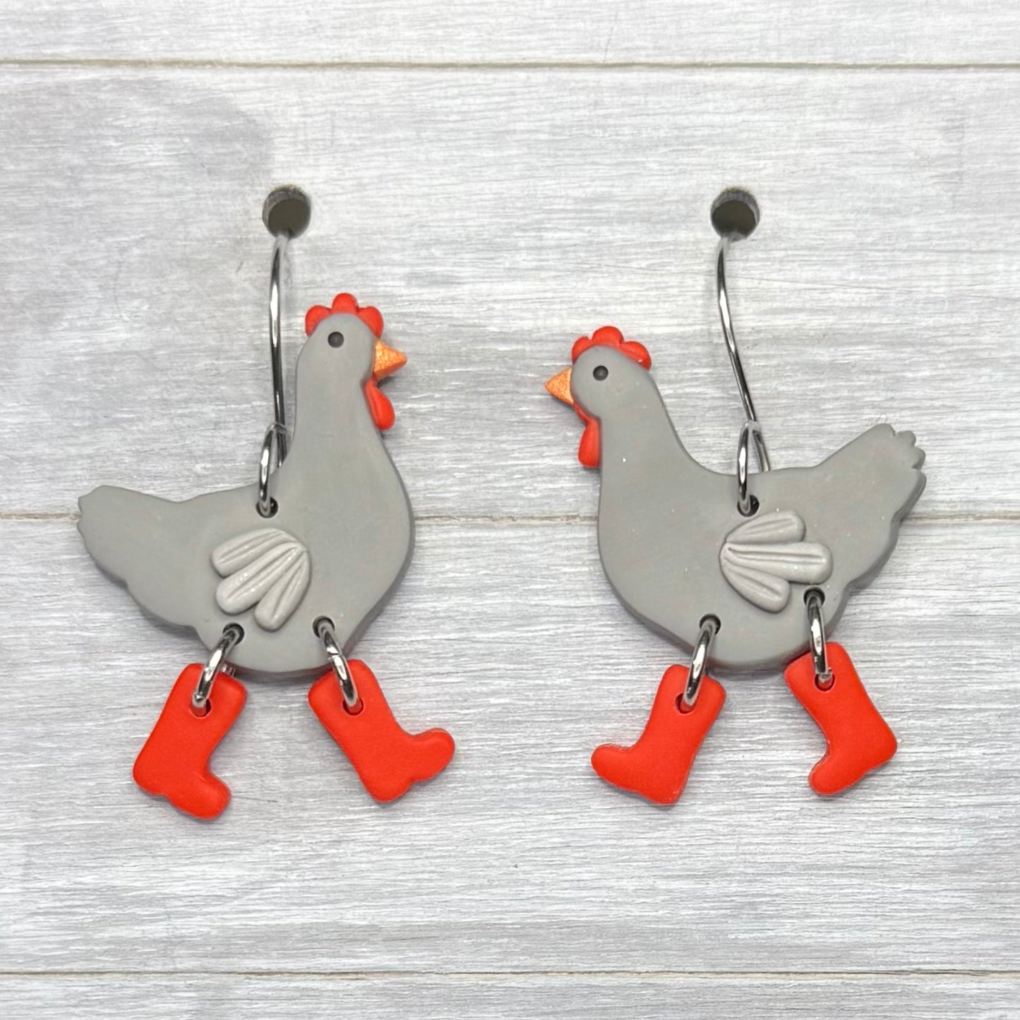 Grey Chicken with Rain Boots