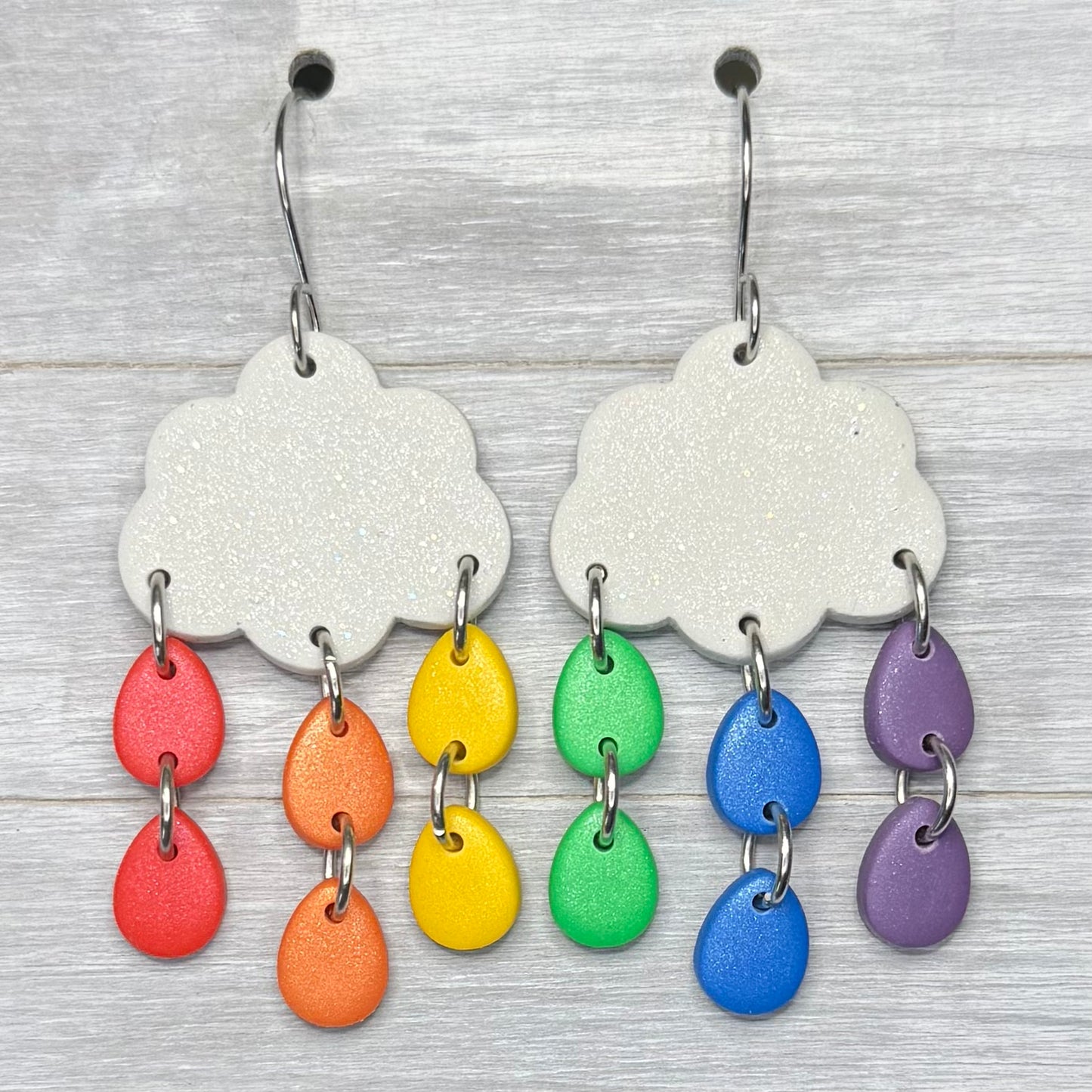 Rainbow Raindrop Cloud Dangles