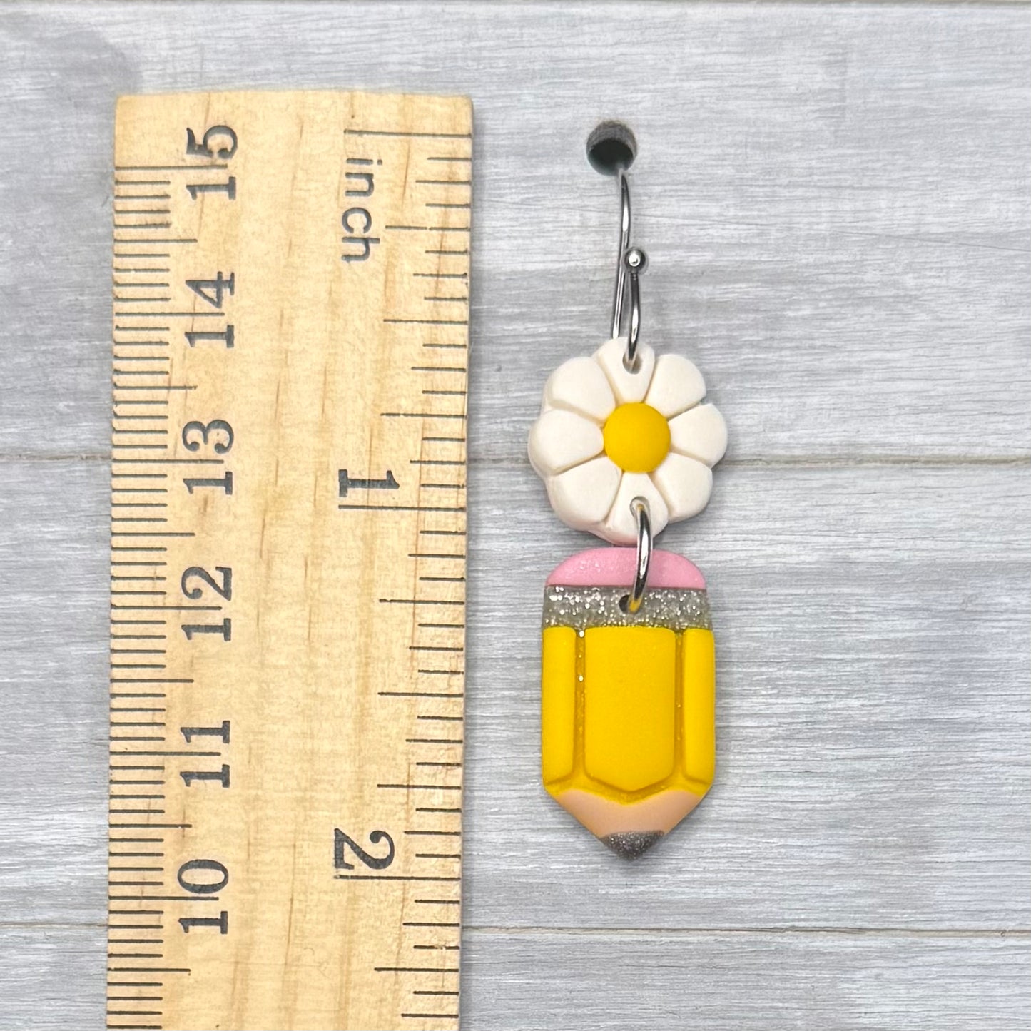 Daisy Pencil Clay Dangles