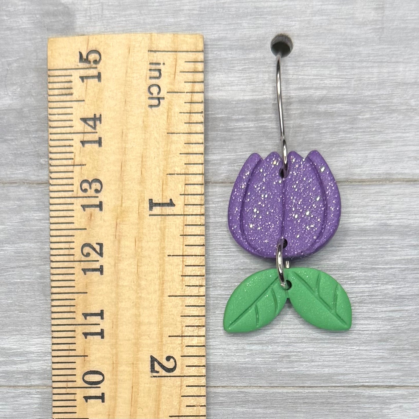 Purple Sparkle Flower Dangles