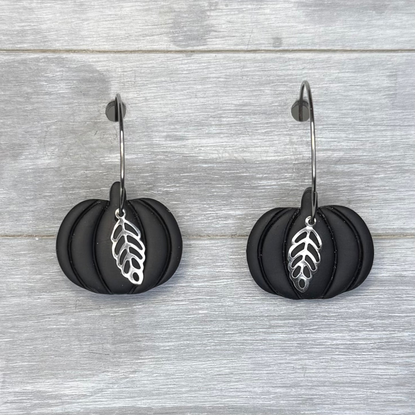 Black Pumpkin Hoop Dangles