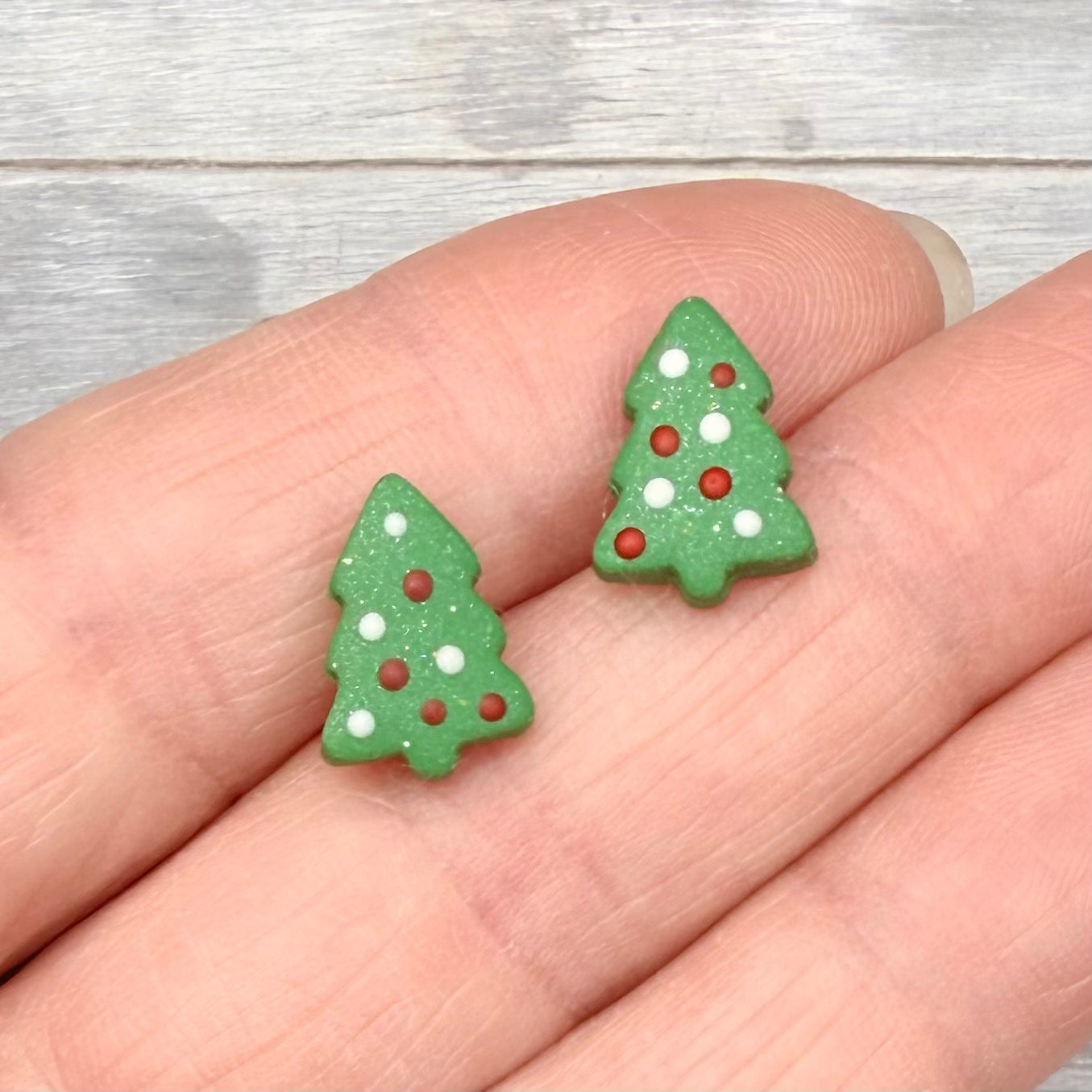 Green Christmas Tree Studs