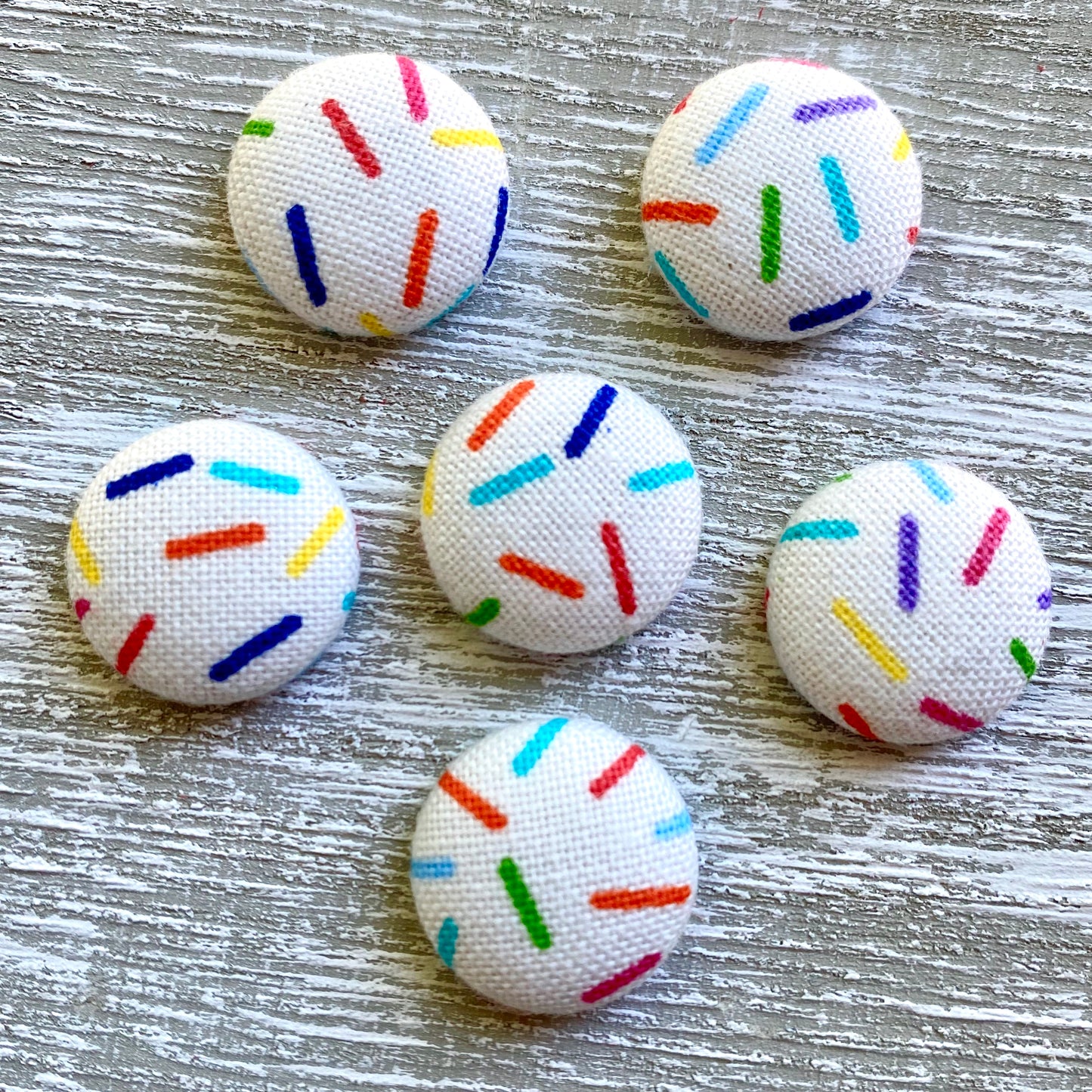 Rainbow Sprinkles Fabric Button Earrings