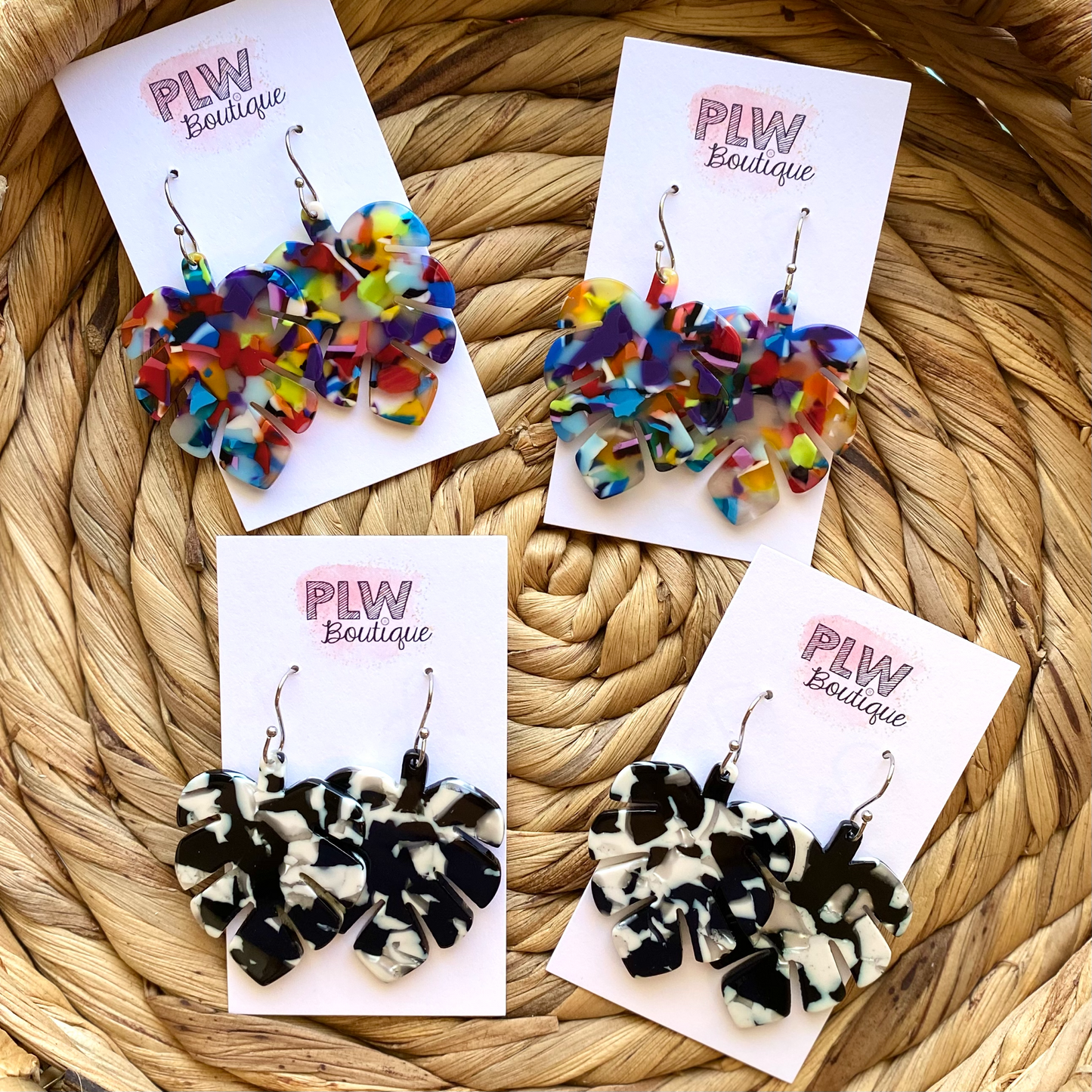 Tortoise Shell Monstera Dangles