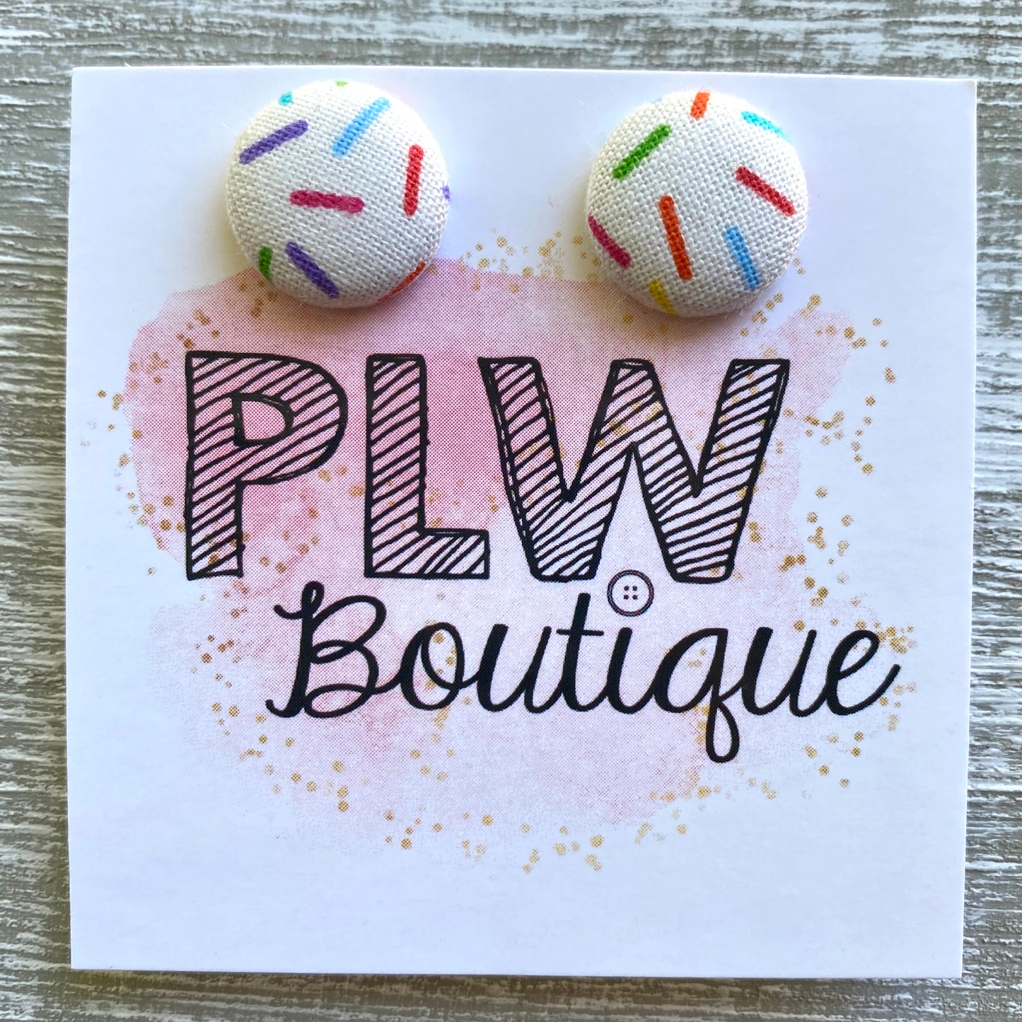 Rainbow Sprinkles Fabric Button Earrings