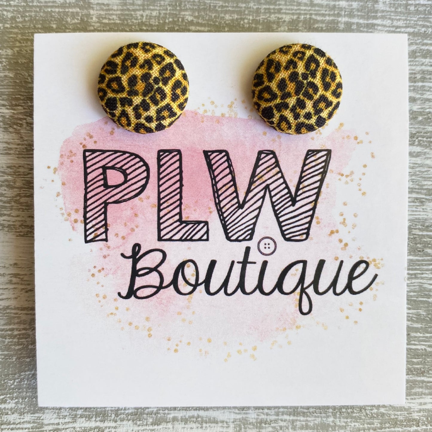 Leopard Print Fabric Button Earrings