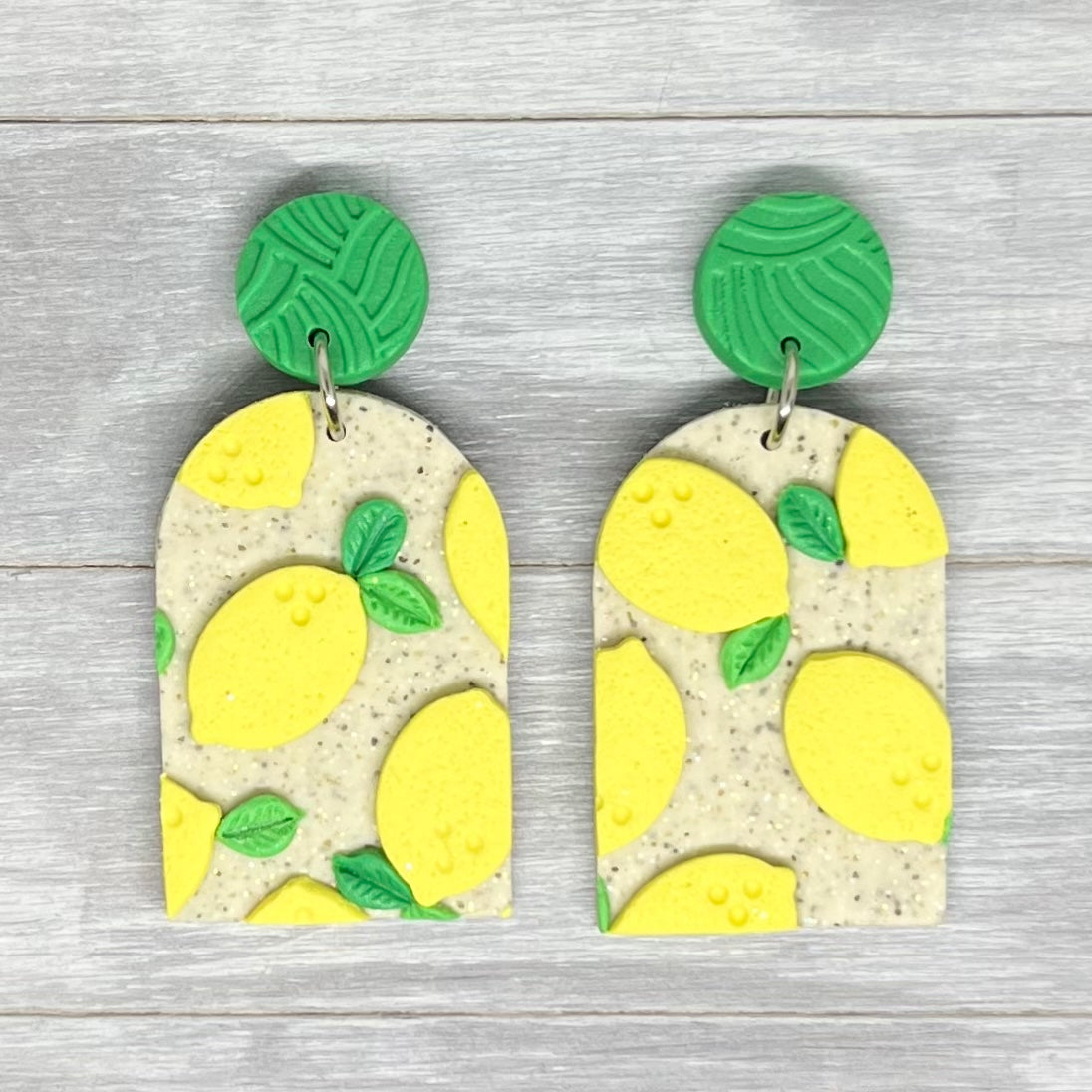 Lemon Polymer Clay Slab Earrings