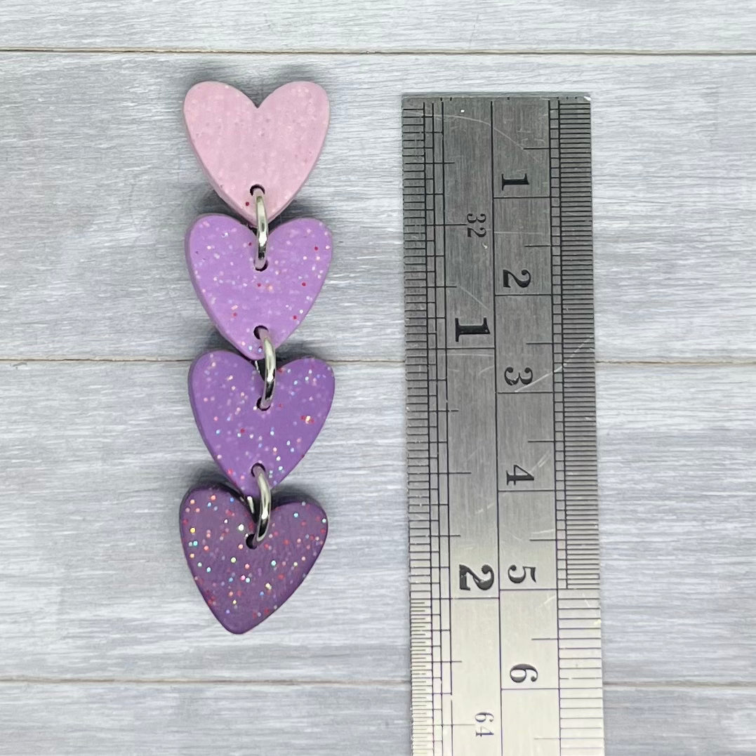 Purple Heart Strings Polymer Clay Stud Dangles