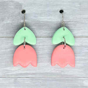Pink Tulip Polymer Clay Dangles