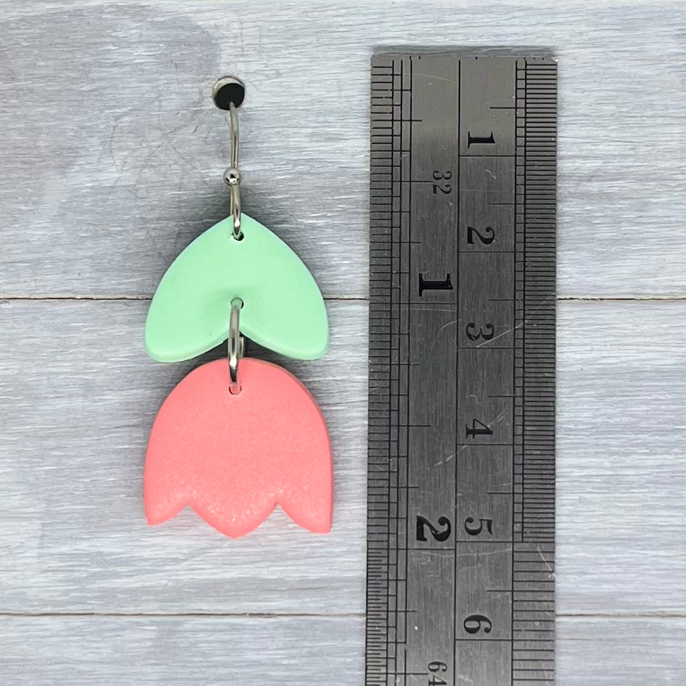 Pink Tulip Polymer Clay Dangles