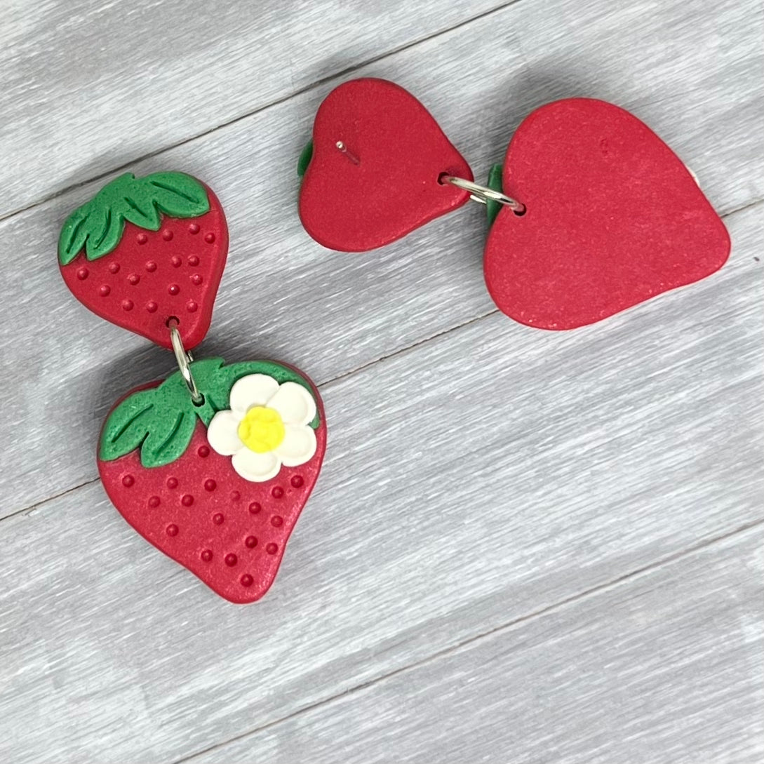 Summer Strawberry Polymer Clay Earrings
