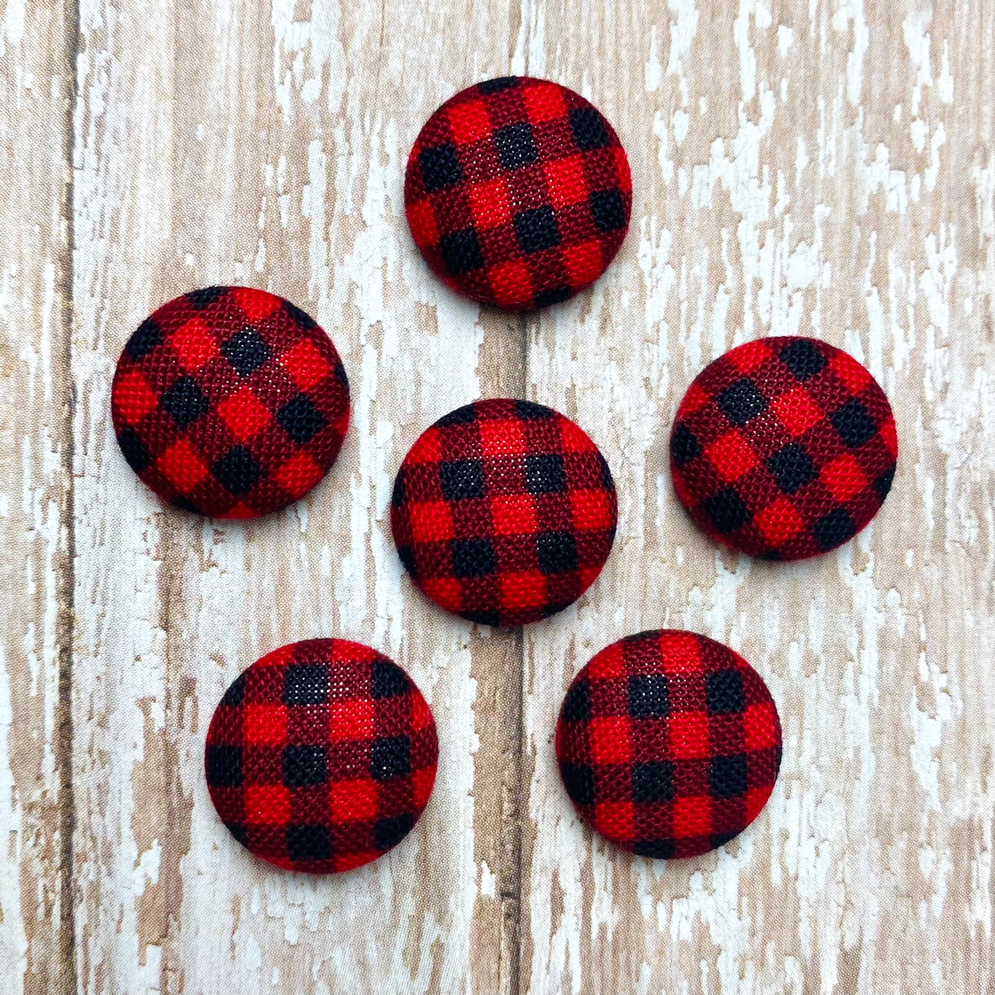 Buffalo Plaid Fabric Button Earrings