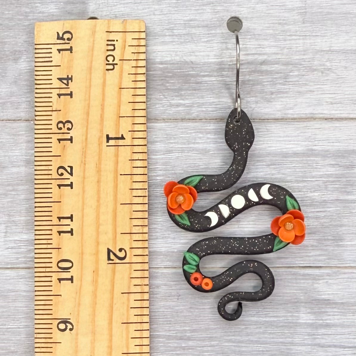 Autumn Moon Snakes Polymer Clay Dangles