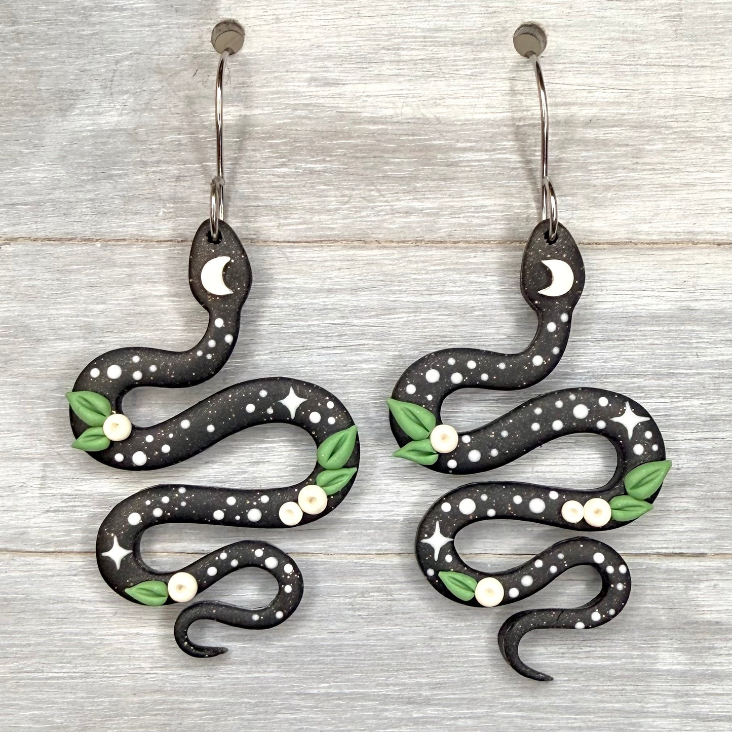 Celestial Snakes Polymer Clay Dangles