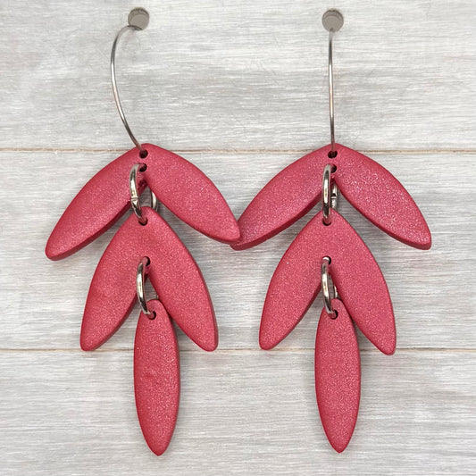 Burgundy Triple Hoop Dangles
