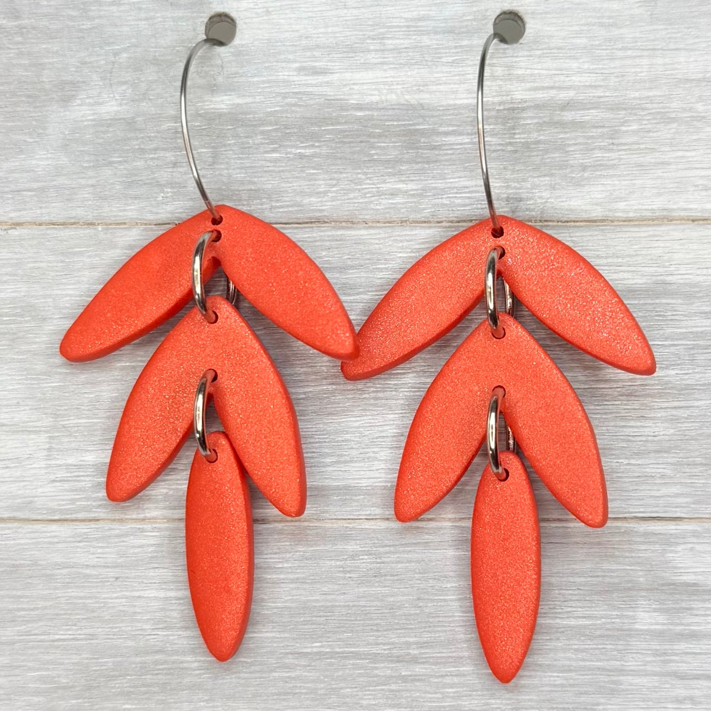 Orange Triple Hoop Dangles
