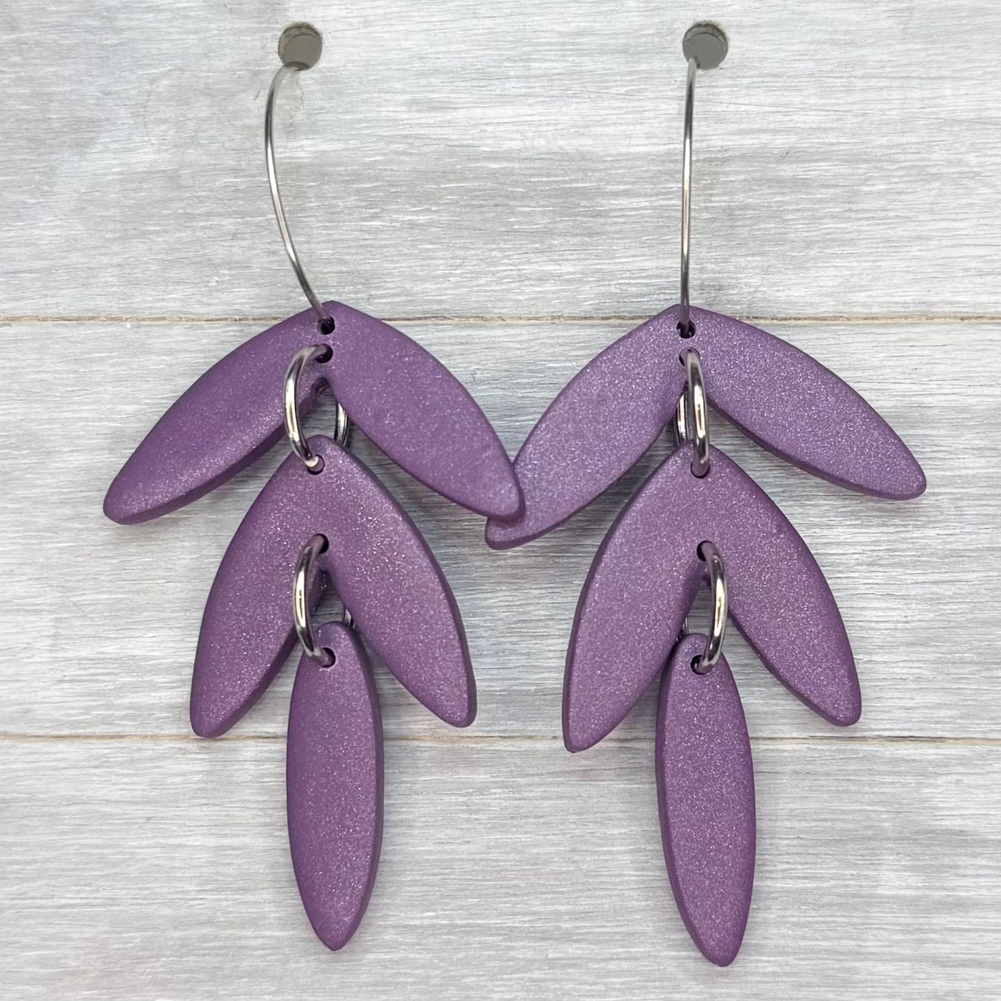 Deep Purple Triple Hoop Dangles