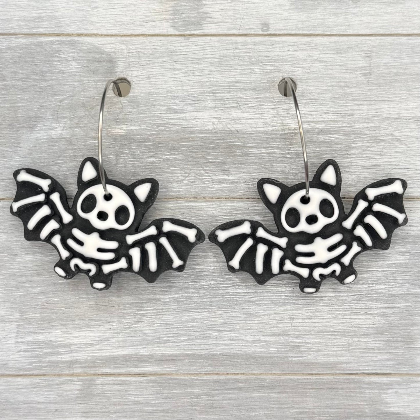 Bat Skeleton Hoop Dangles