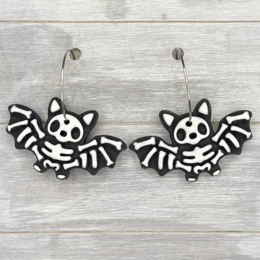 Bat Skeleton Hoop Dangles