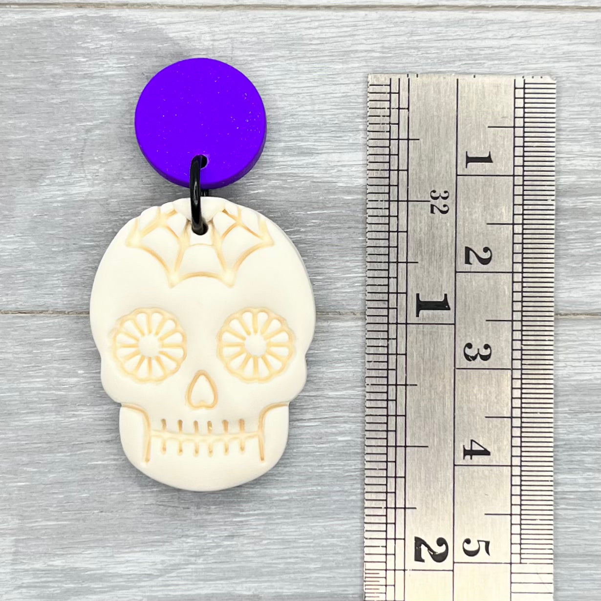 Sugar Skull Polymer Clay Stud Dangles