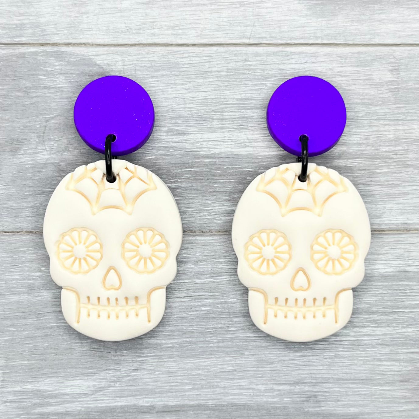 Sugar Skull Polymer Clay Stud Dangles