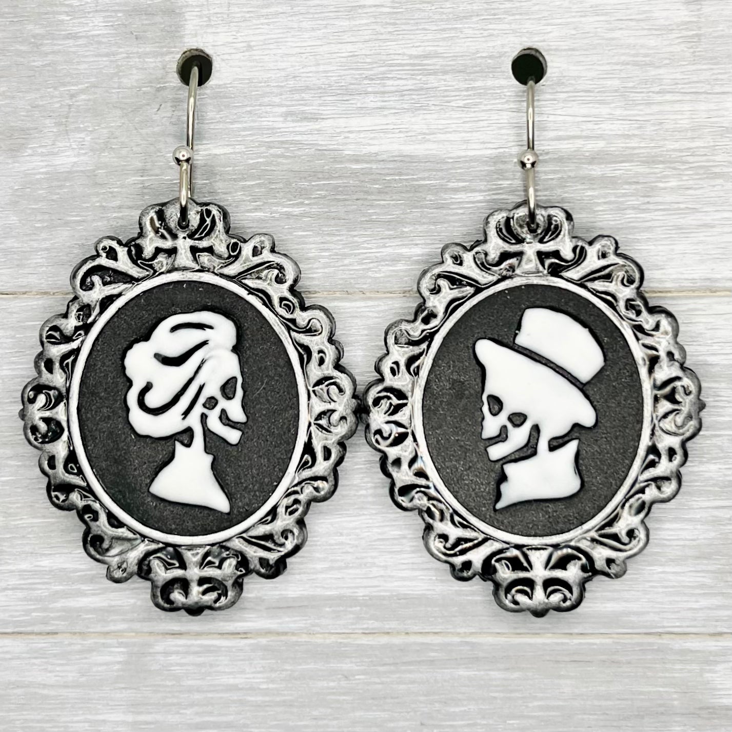 Skeleton Cameo Polymer Clay Dangles