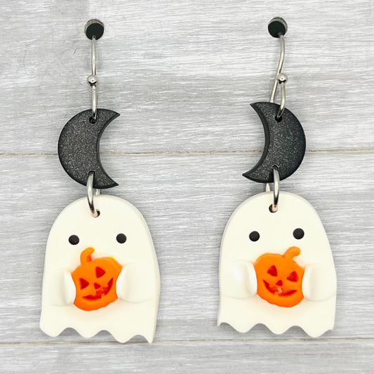 Halloween Night Ghost Polymer Clay Dangles