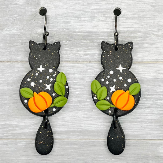 Pumpkin Cats Polymer Clay Dangles