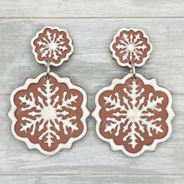 Frosted Gingerbread Stud Dangles