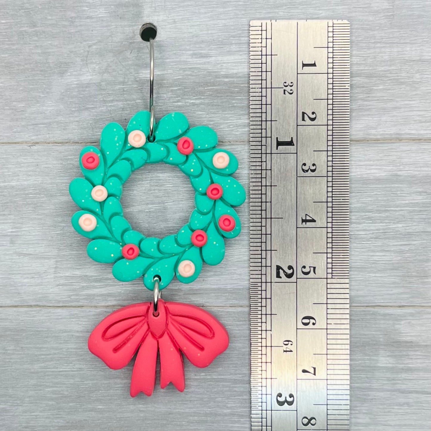 Pretty Holiday Wreath Clay Dangles