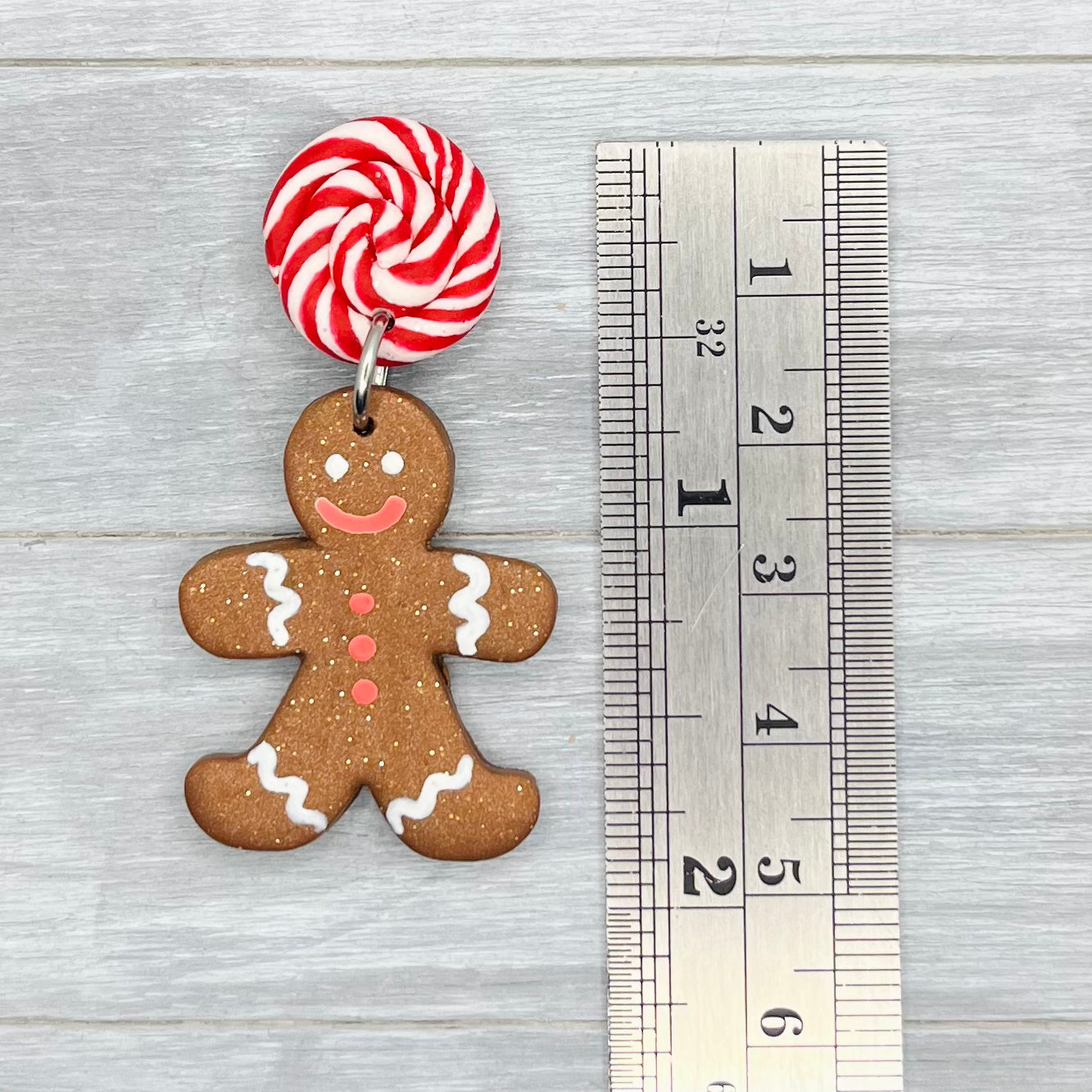 Gingerbread Man Peppermint Stud Dangles