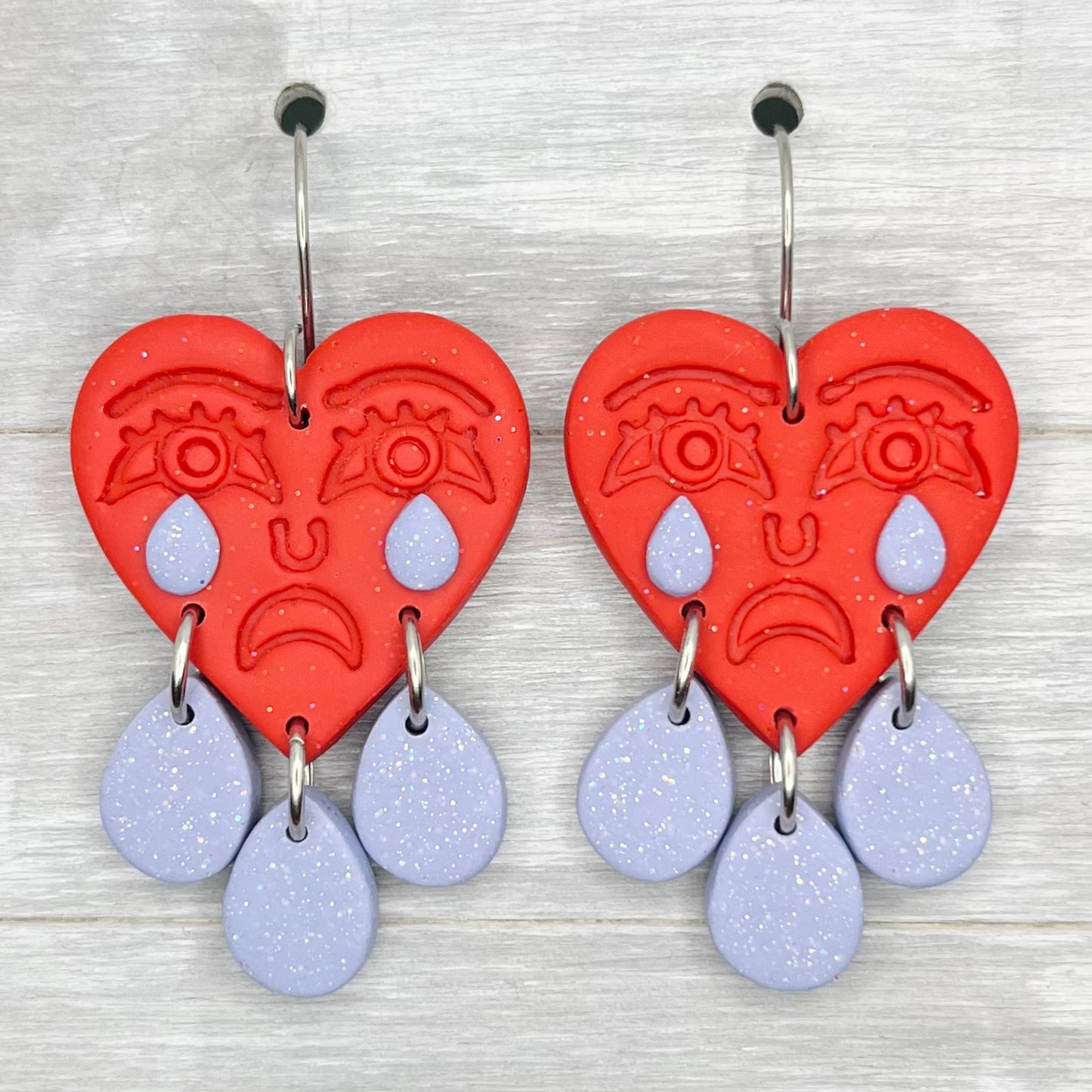 Crying Heart Polymer Clay Dangles