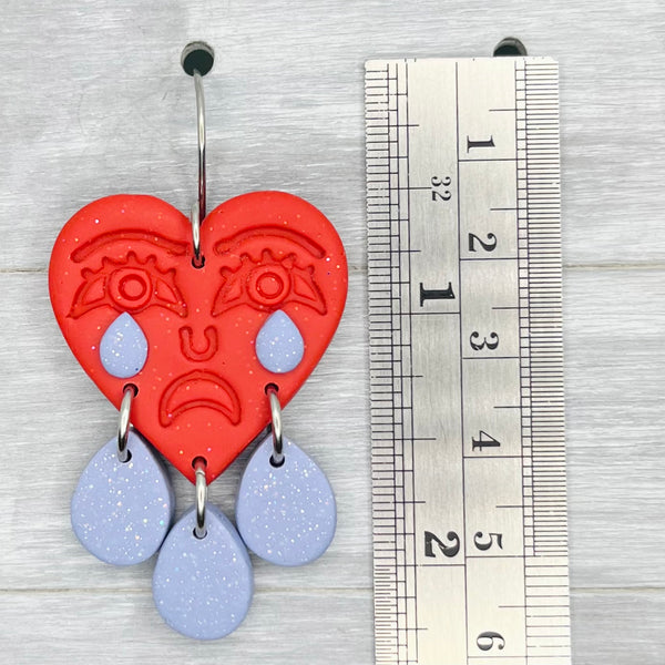 Crying Heart Polymer Clay Dangles