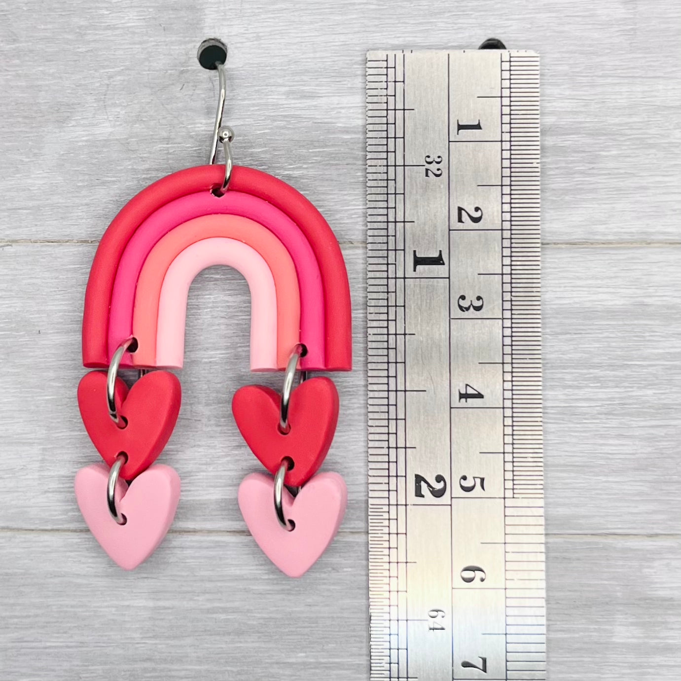 Rainbow Arch Hearts Polymer Clay Dangles