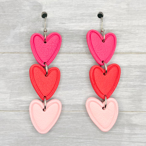Doodle Hearts Polymer Clay Dangles